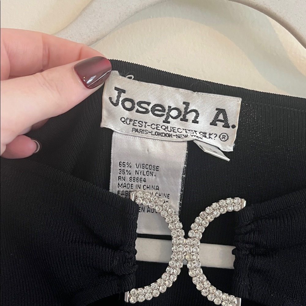 Vintage Joseph A. Black Mcbling Y2K Going Out Top Chic Rhinestone 90s Whimsigoth - Picture 2 of 5